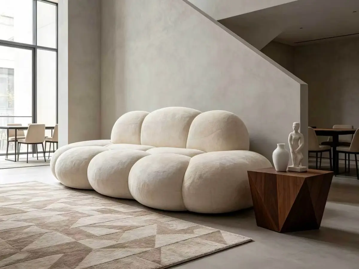 Sculpted cloud sofa in a calm contemporary living space