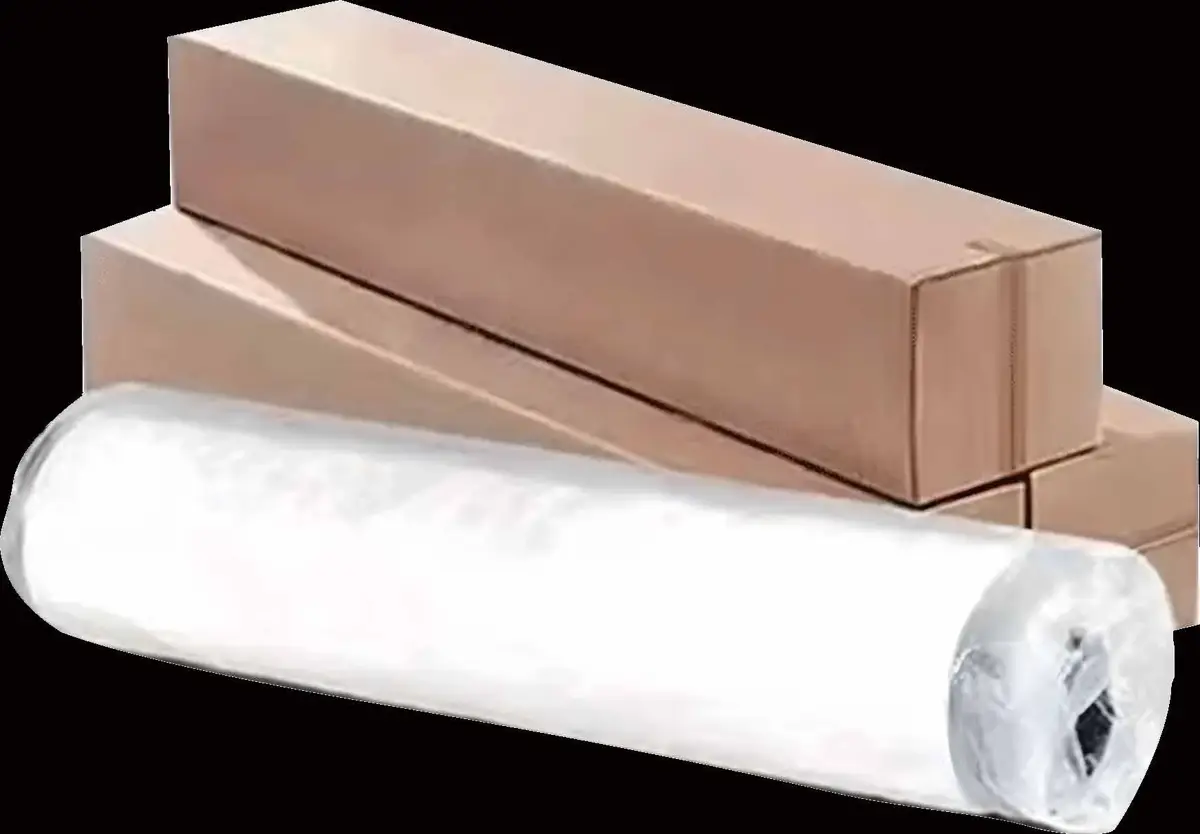 Rolled furniture packing and cardboard box shown in the supplied catalogue